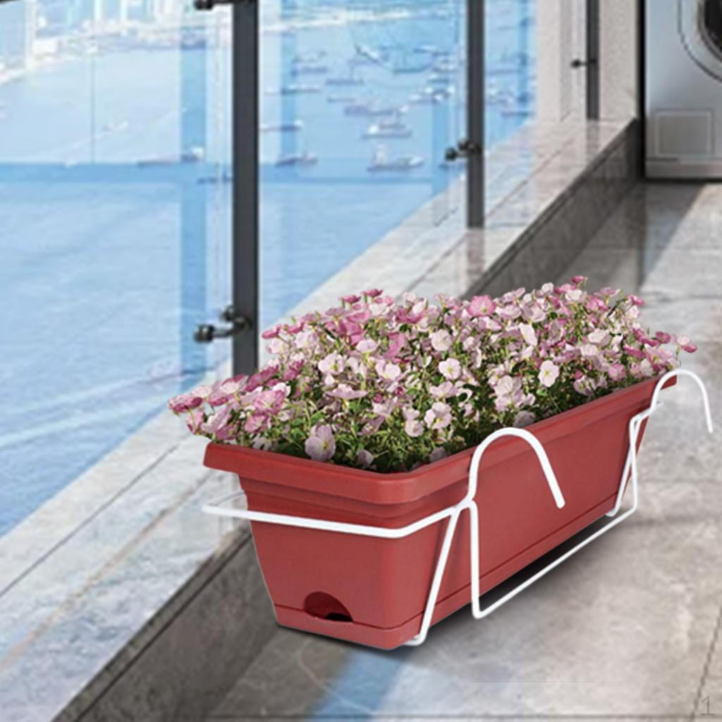 

Balcony Hanging Railing Planter Flower Pot Patio Outside Detachable Tray Yard Porches Easily Install червоний