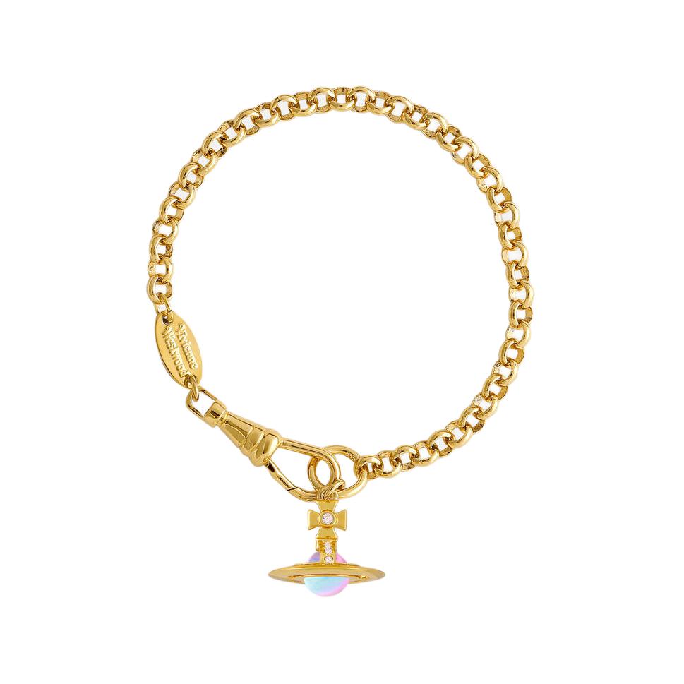 Vivienne Westwood Petite Orb Saturn Laser Aurora Sphere Pendant Bracelet Women bracelet Gold 8053195081615 Basic Packaging-Dust Bag+Box