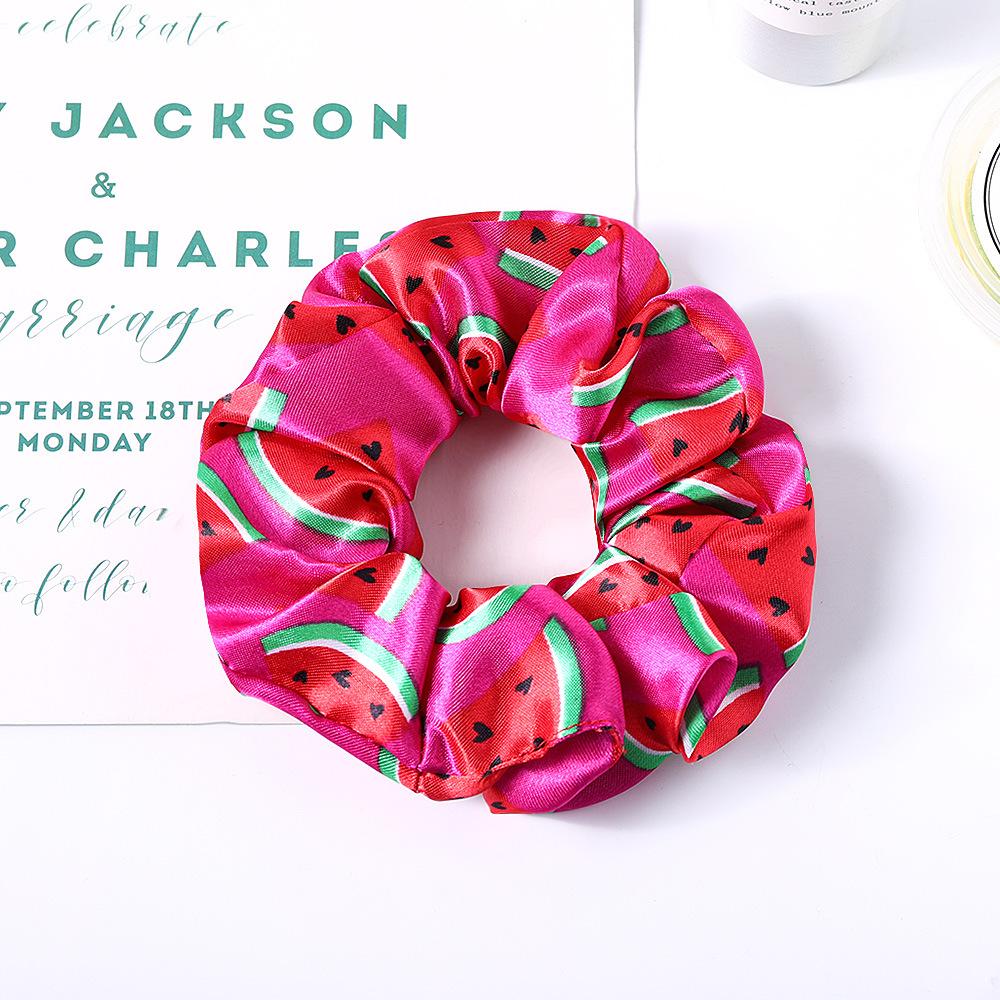 New Satin Printed Flower Floral Scrunchie Women Girls Elastic Hair Rubber Bands Accessories Tie Hair Ring Rope Holder Headdress