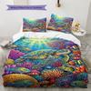 Colorful Sea Turtle Pattern Bedding Set Quilt Cover Pillowcase Home Decor Gift (1 * Duvet Cover + 2 * Pillowcase, Without Core)