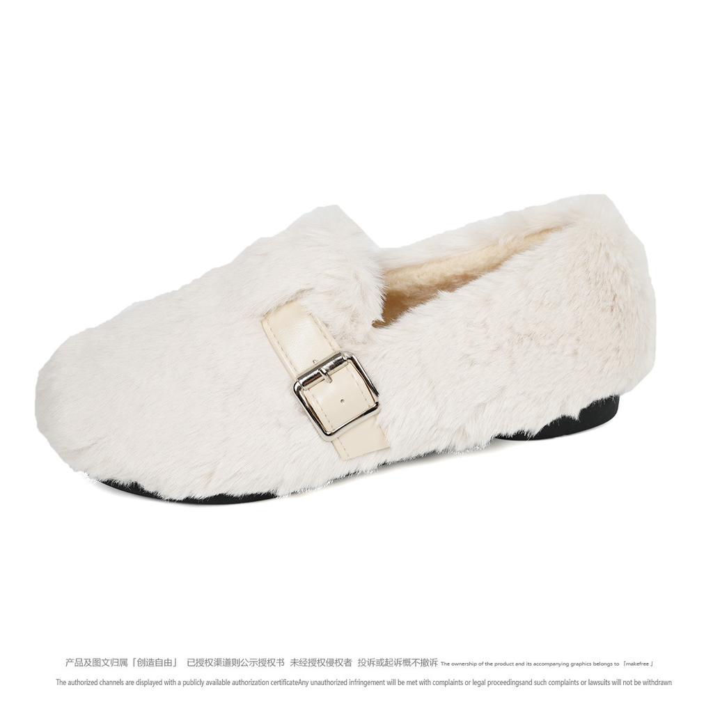 Fashion Round Toe Lamb Fur Shoes Woman 35-40 Big Size Furry Mocasines Warm Winter Shoes Female Lambwool Slip on Loafers Curly Fur Flats