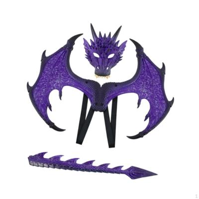 Kids Dragon Costume Dinosaur Wings Tail Mask Set Photo Props for Carnivals