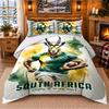 Springboks Rugby Muster Bettwäsche 3-teiliges Set Bettlaken und Kissenbezüge für Schlafzimmer