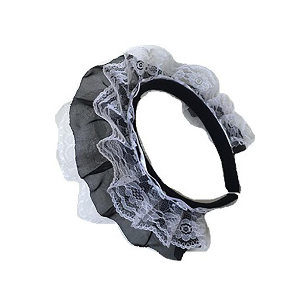 

Three Layer Ruffled Lace Headwear Photography Props Lolita Hair Hoop Lace Lolita Headbands Party білий/чорний