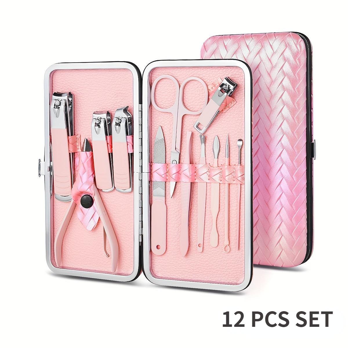 

7/10/12/16 предметов набор кусачек для ногтей новая плетеная сумка розовые кусачки для ногтей инструменты для кусачек 12pcs