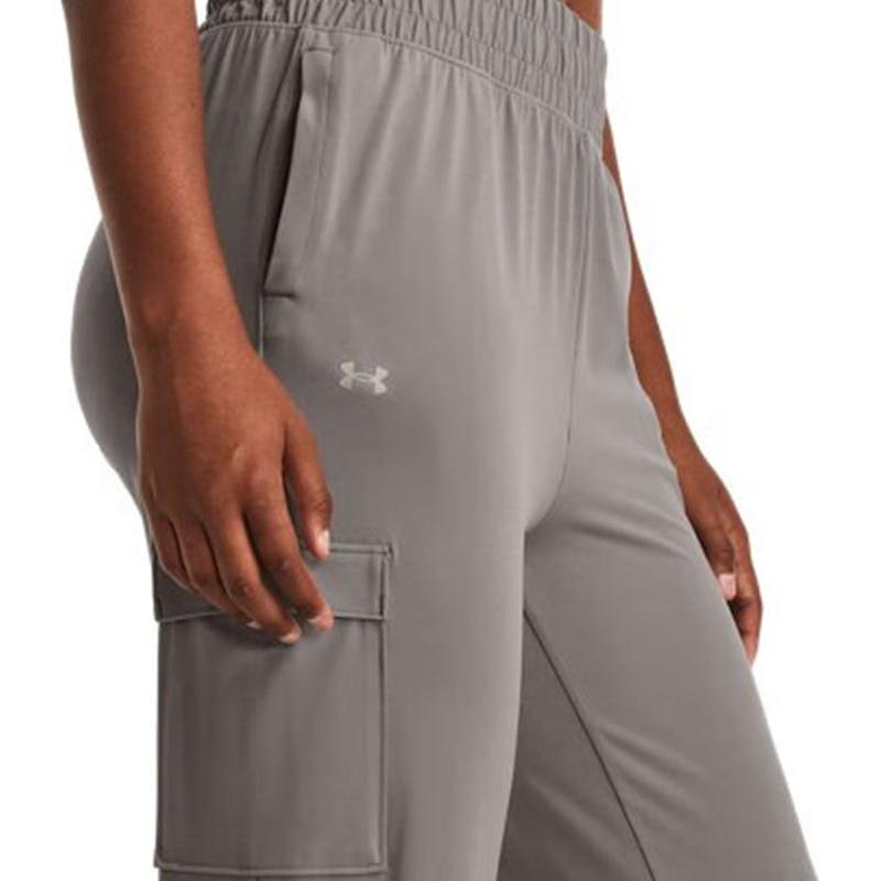 Under Armour Meridian Solid Color Elastic Waist Training Sports Stretch Knit Pants Women Pants Gray 1382524-294