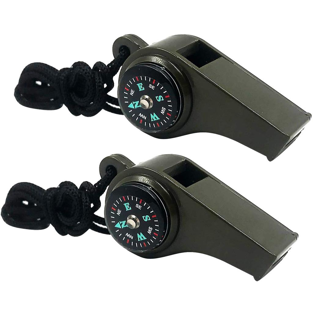 Emergency Survival Whistle 3-in-1 Emergency Whistles with Compass Thermometer Loud Safety Whistle Lanyard for Outdoor Hiking edc