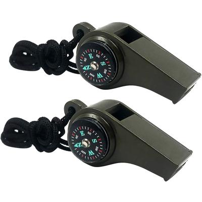 Notfall Überlebenspfeife 3-in-1 Notfallpfeifen mit Kompass Thermometer Lauter Sicherheits Pfeifen Lanyard für Outdoor Wandern edc
