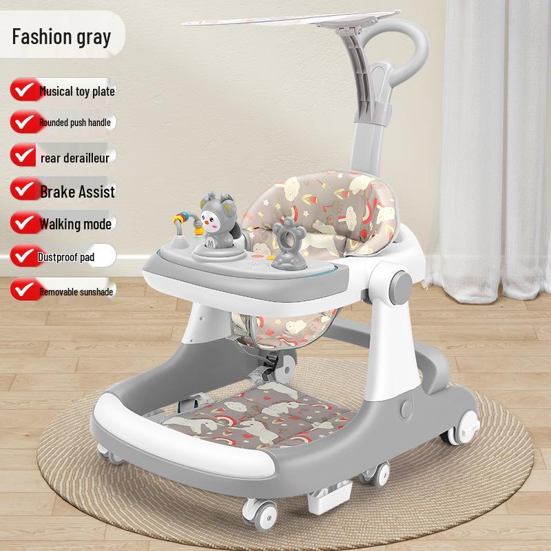Adjustable Multifunctional Baby Walker for 6-18 Months - Anti-Rollover Design for Boys and Girls