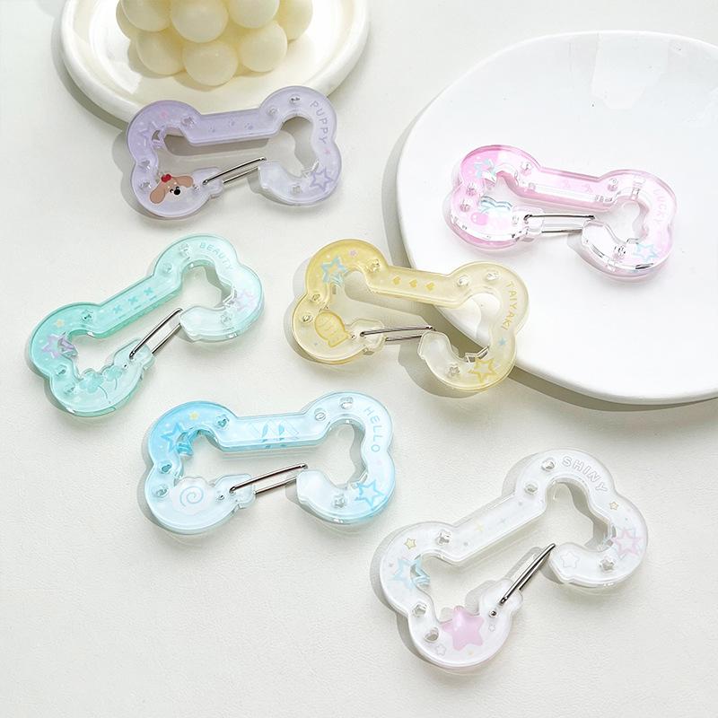  Gradient Bone Carabiner Mountaineering Buckle Porous Acrylic Buckle Keychain Backpack Ornament Multipurpose Keyring Hook