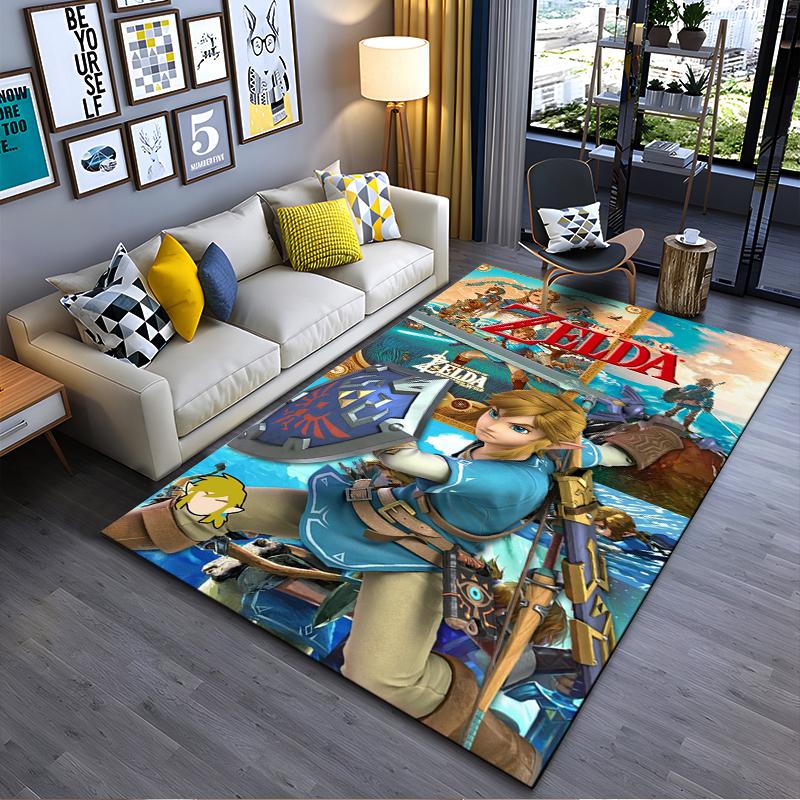 The Legend of Zelda themed rug with vivid art Non-slip rug suitable for living room and bedroom sofas