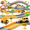 Construction Race Car Track Set for - Flexible Engineering Toys with 2 Electric Cars, Birthday Gift for 3 4 5 6 7 Year Old Boys