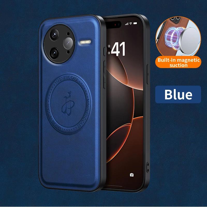 Wireless Charging Magnetic Case for Xiaomi Poco F7 Pro / F7 Ultra Protective Cover PU Leather Hard Back Shell Coque