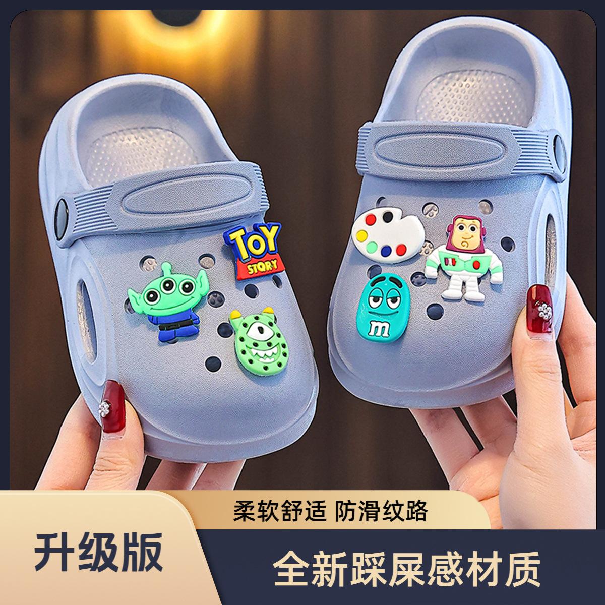 Children s clogs for boys and girls, home and outdoor children s shoes, thick-soled non-slip baby beach closed-toe children s slippers 18-19Inner Length12.5cm