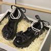 Damen Freizeitschuhe Neue Kawaii Perlenkette Mary Jane Damenschuhe Mode Vielseitige Lolita Loafers Outdoor Sandalen