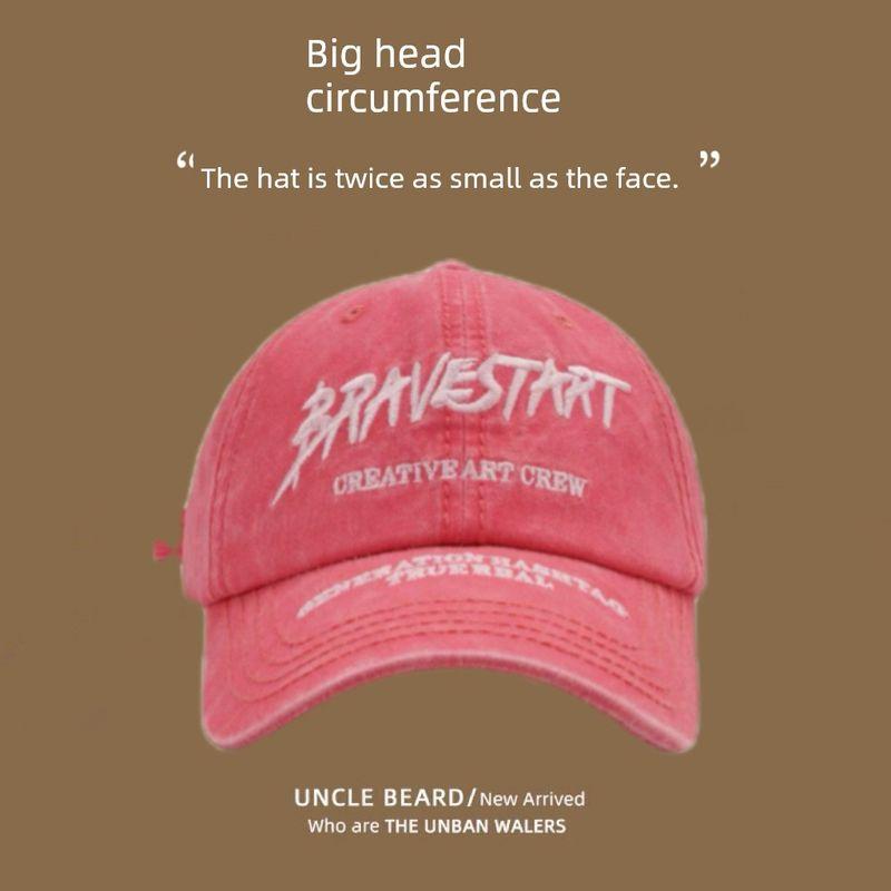 

K-style Couple Spring/Summer Street Tide Brand Letters Embroider Washed Soft Top Baseball Cap Women s Face Small Peak Cap Hat Men Rose Red Adjustable