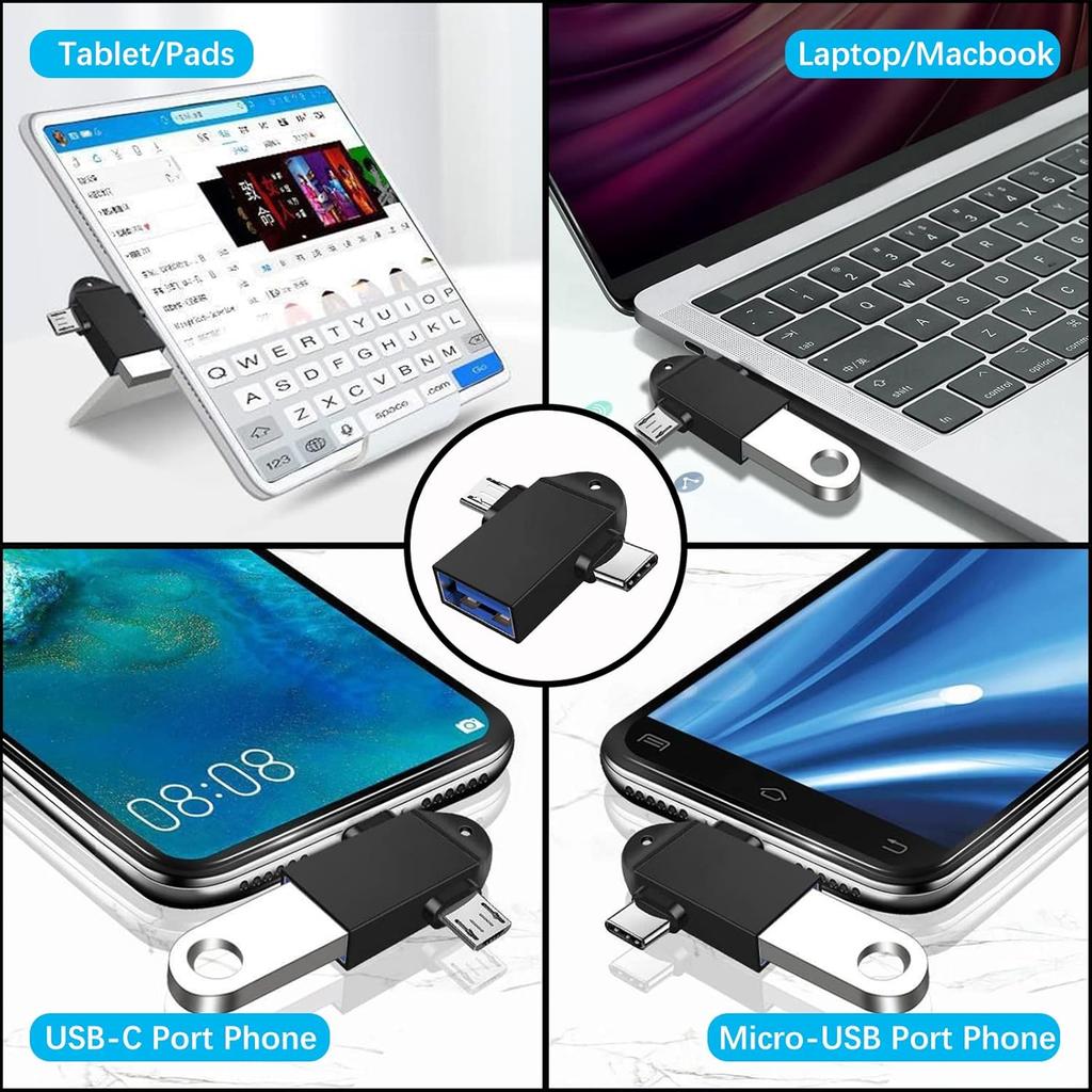 [ 3 Packs] USB C & Micro USB To USB 3.0 OTG Adapter, USB C To A Male To Female Adapter Compatible with MacBook 2018 2017 2016, Samsung Galaxy Note 8,