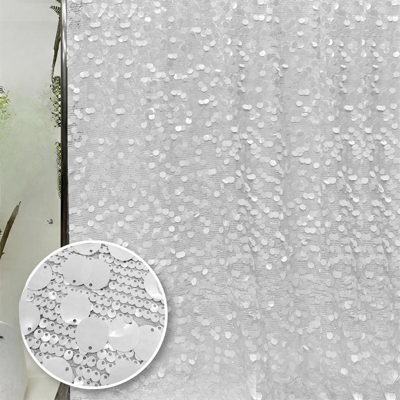 5+18mm Sequin Mesh Lace Fabric for Sewing High Quality Wedding Party Dress Clothing Patchwork DIY Apparel Sewing Supplies