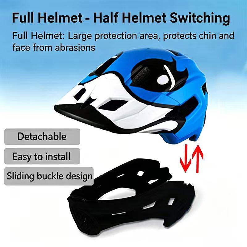 Kids Full Half Helmet Switchable, Breathable Adjustable Safety Helmet for Boys Girls Cycling, Scooter, Multi-Sport