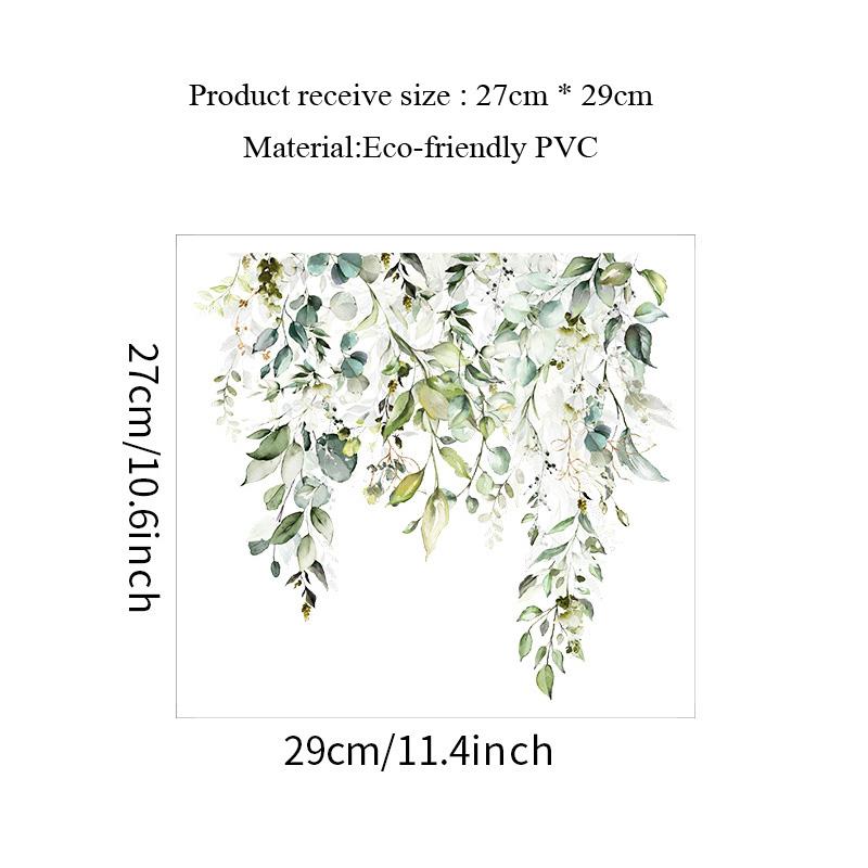 Green Plant Leaves Flower Toilet Stickers Bathroom Wall Decor Decals Living Room Home Decoration Beautify Self-Adhesive Poster