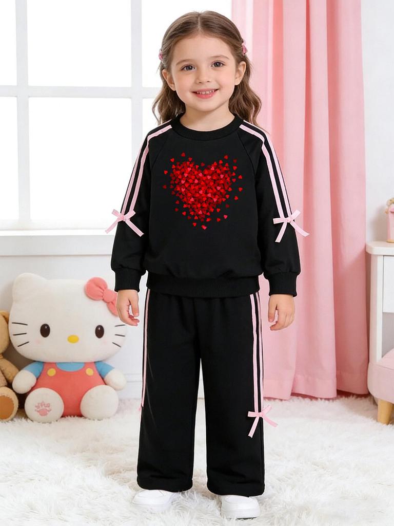 Girls' Spring/Autumn Hoodie & Trousers Set: Long Sleeve Casual Sportswear