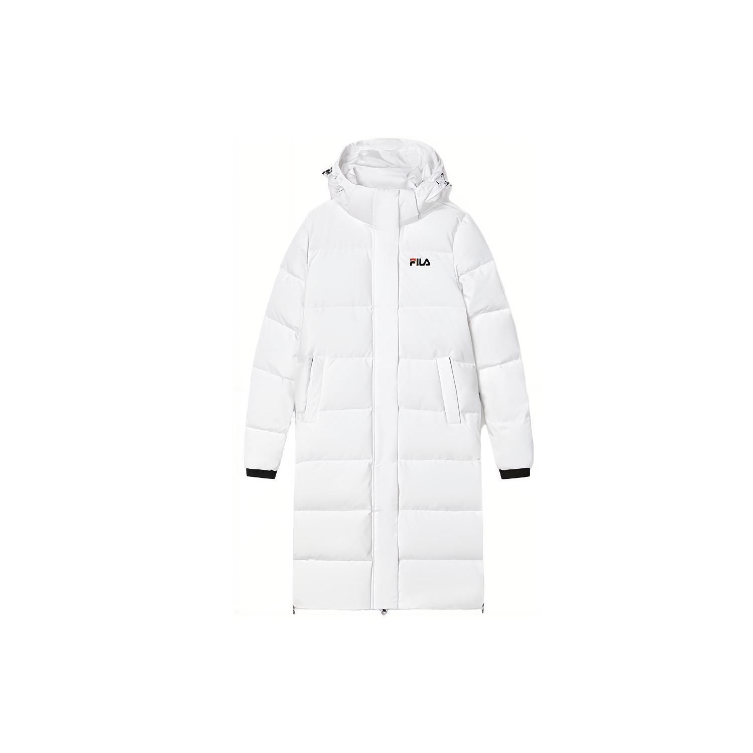 

FILA Logo Print Hooded Hooded Свободная толстая теплая куртка-пуховик для женщин Верхняя одежда белого цвета F51W348956A-WT L