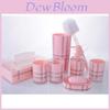 Plastic Bathroom Set With Grid Pattern Includes Soap Dispenser Shampoo Bottle And Storage Jars For Home Use