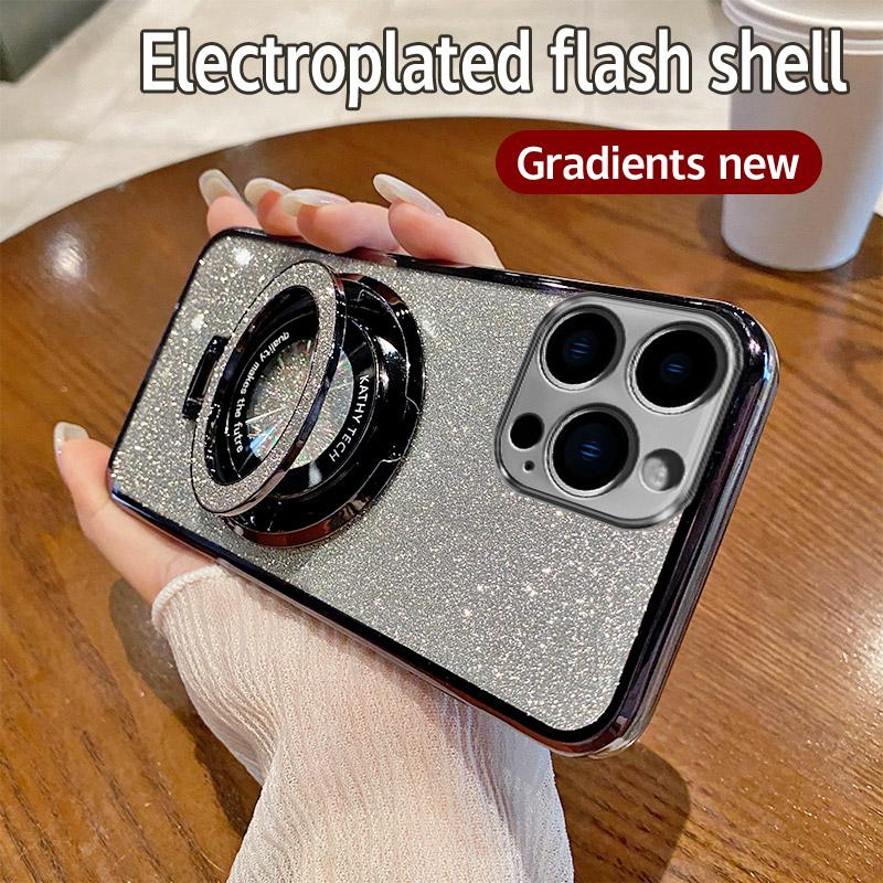 Electroplated Glitter Case For OPPO A1K A5 A7 A8 A9 A11X A12 A15 A17 A32 A36 A38 Magnetic Suction Bracket Soft TPU Back Cover