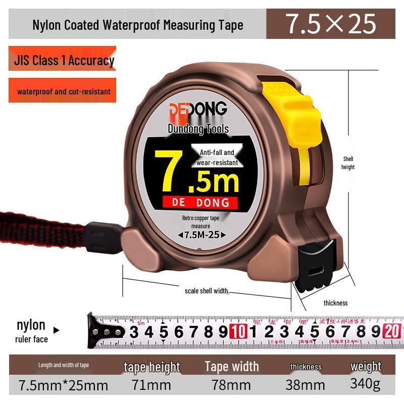 Durable Auto-Locking Steel Tape Measure, 5m/3ft, Waterproof & Wear-Resistant, Cut-Resistant Ruler with Thickened Casing.