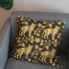 2D Golden Cats And Leaves Pattern Pillow Cover Pattern Cushion Cover Suitable For Sofa Bedroom Car Pillow Cover