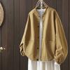 Spring Women Jacket Stand-up Collar Solid Color Loose Leisure Long Sleeve Commute Coat Women Retro Clothes