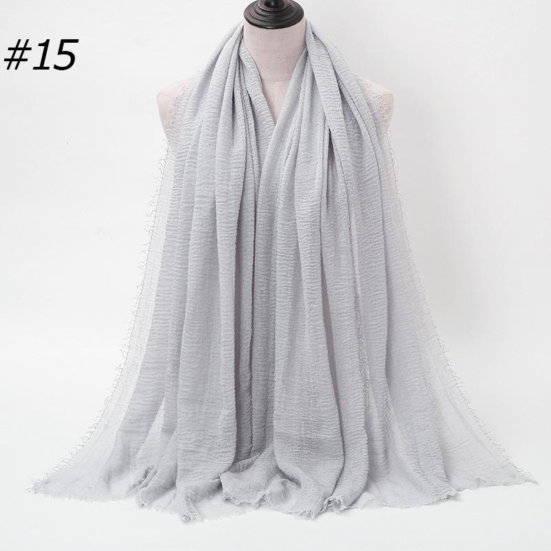 Solid Color Wrinkled Cotton-Linen Feel Women's Headscarf with Fur Edge