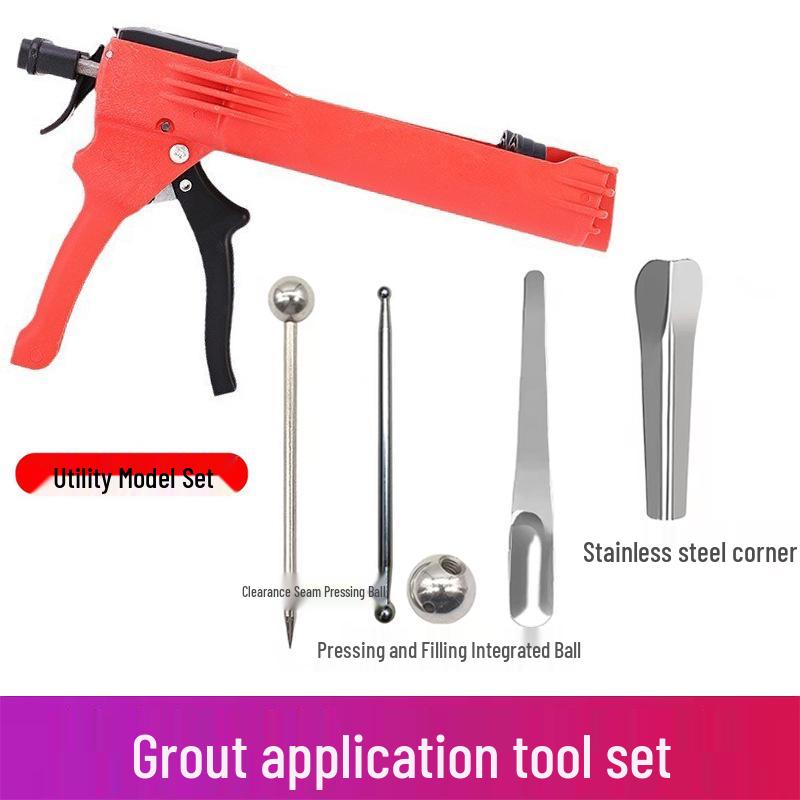 Dual-Tube Grout Sealant Caulking Gun & Scraper Set for Tile Joint Filling