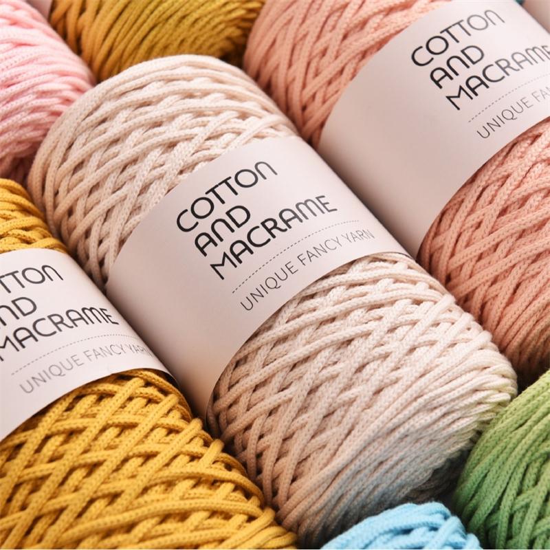 3mm Cotton Macrame Cord 130m/Roll Hand Knitting Yarn Hand Crochet Yarn Bag DIY Knitting Crochet Yarn 100% High Quality Cotton