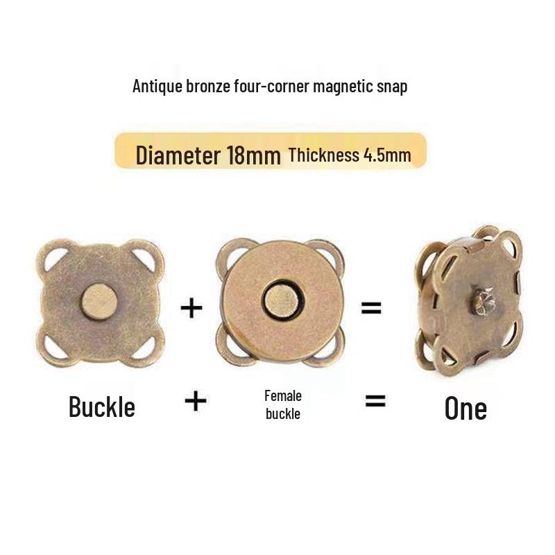 Plum Blossom Magnetic Snap for Bags & Clothing - Hand-Sewn, Invisible Male-Female Closure