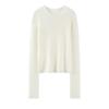 Women's Merino Wool One-Piece Knit Top with Rolled Hem - 2026 Spring/Autumn Collection