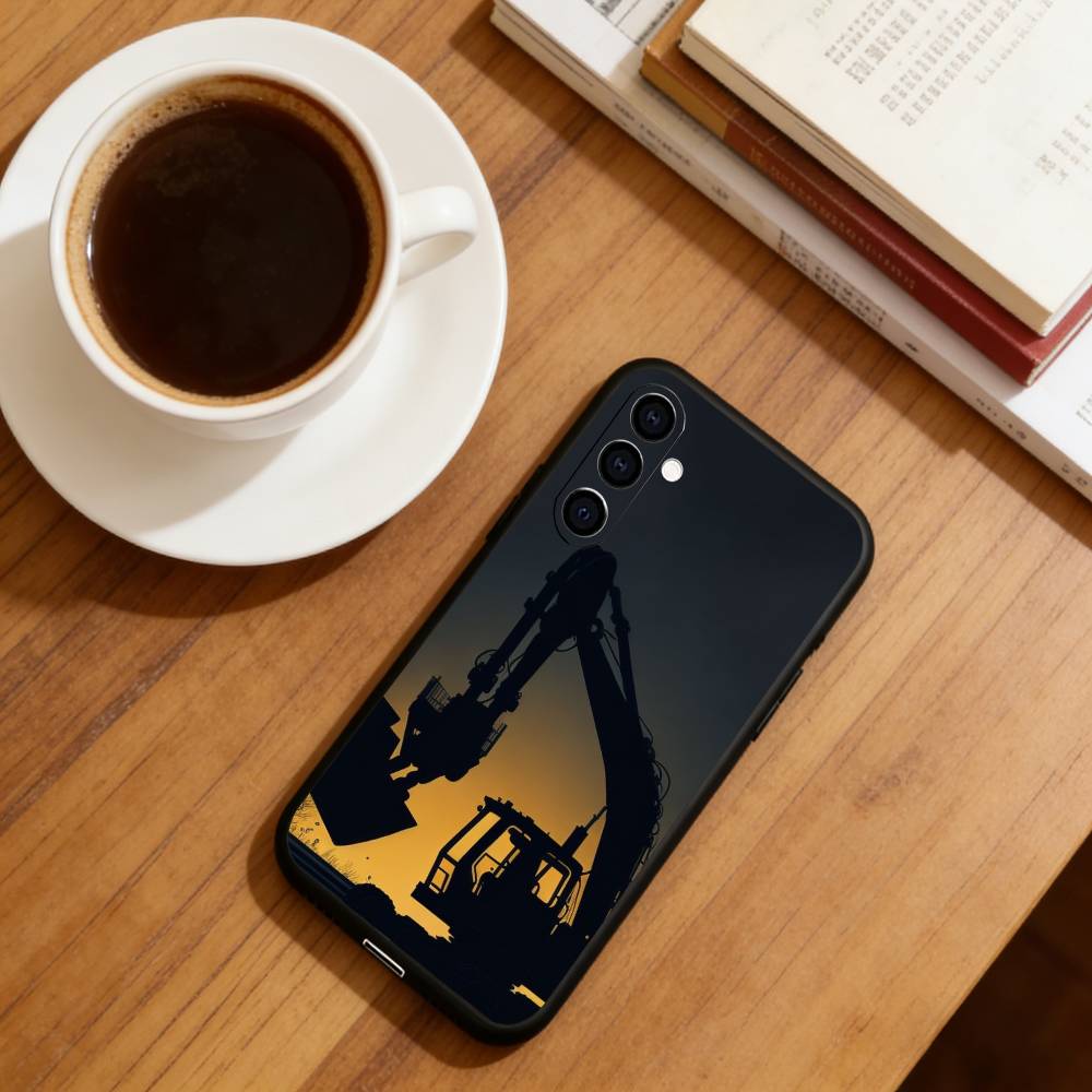 Classic Excavator Phone Case For Samsung Galaxy A73,A72,A71,A70,A53,A52,A51,Soft Silicone Black Cover