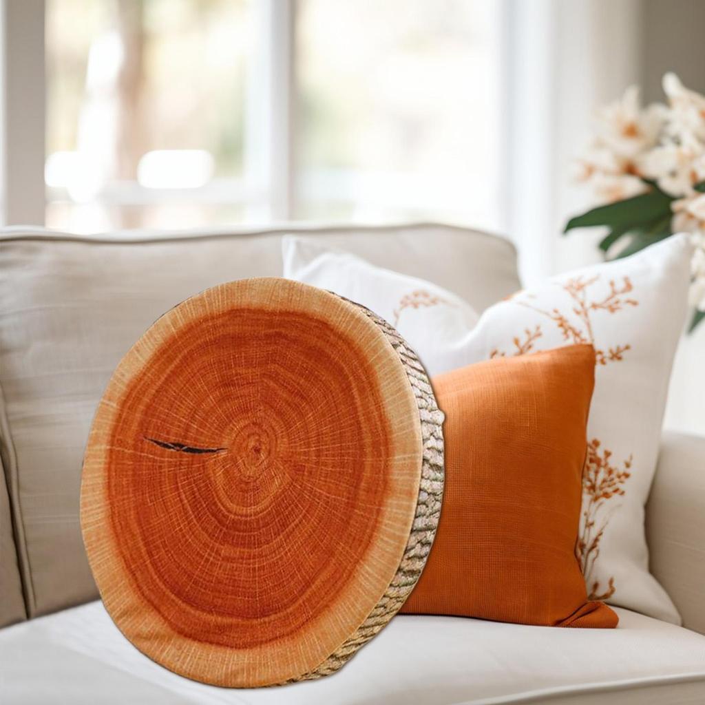 2 Pieces Simulated Tree Wheel Pillow Cylindrical Wooden Pile Pillow Cushion Realistic Cushion Natural Decor For Living Room
