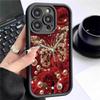 Gold Bead Butterfly Black Groove Phone Case for iPhone 15/16/17 Pro Max