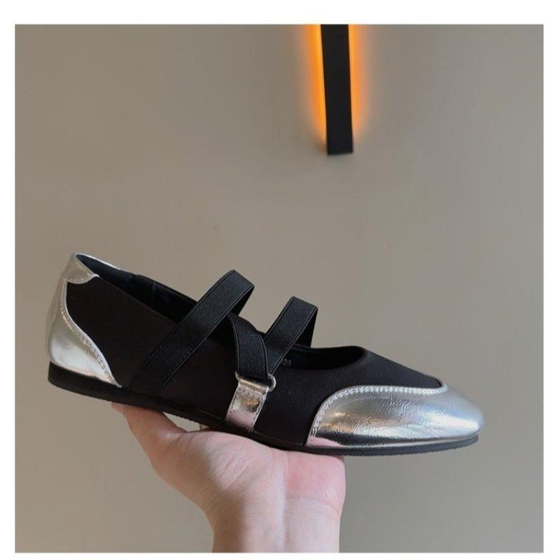 

Fashion Flat Round Head Color Matching Fashion Soft Soles Comfortable Non-slip Breathable Sports Casual Wear-resistant Women s Shoes 40 серебряный