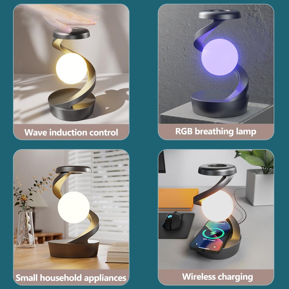Kabellose, drehbare Hängelampe mit Aufladefunktion und Gestensteuerung, RGB-Beleuchtung für Schlafzimmer und Büro