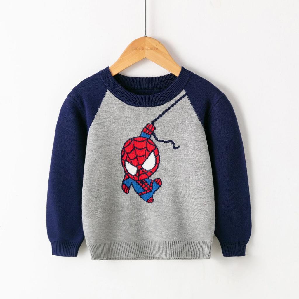 Children's New Autumn/Winter Double-Layer Knitwear Boys' and Girls' Warm Knitted Sweaters Pullover Cartoon-Printed Sweaters Base Layer Sweaters