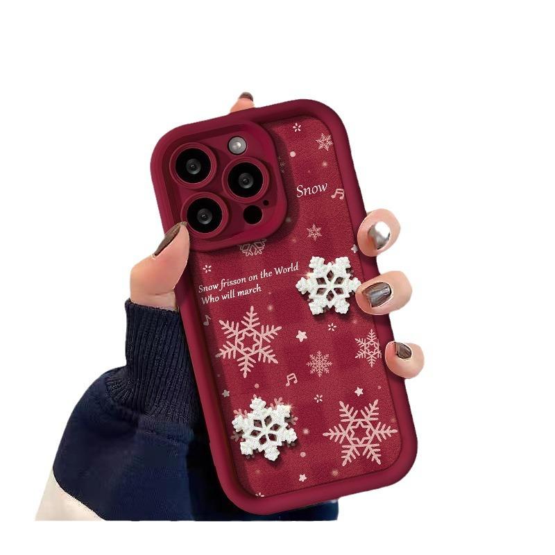 Použitelné pro pouzdro na mobilní telefon Apple 15plus Iphone14/13promax Sněhová vločka Panenka 11/12 Silikonová jehněčí kůže