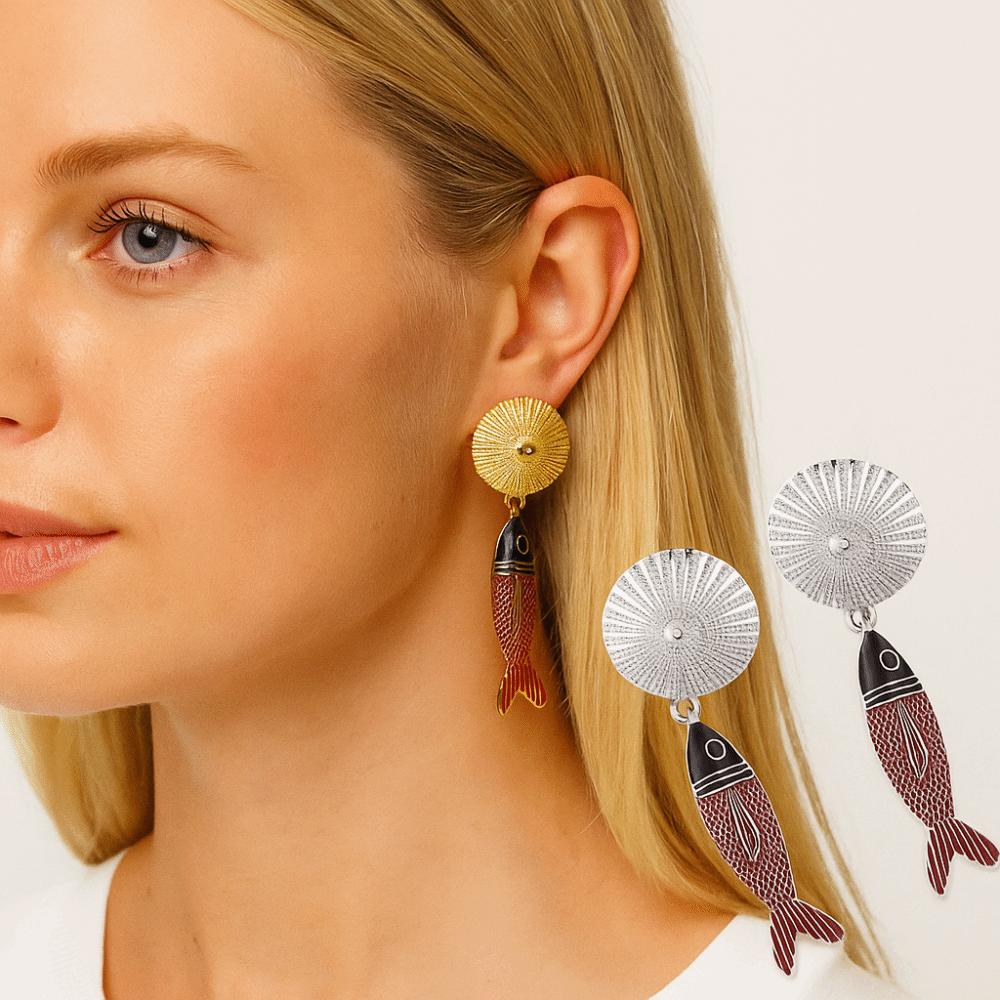 Korean Style Bohemian Dangle Earring Metal Animals Earrings Fish Pendant Earrings  Party