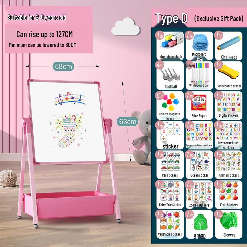 Kids' Double-Sided Magnetic Blackboard & Whiteboard: Erasable Drawing & Writing Stand with Coloring and Graffiti Features