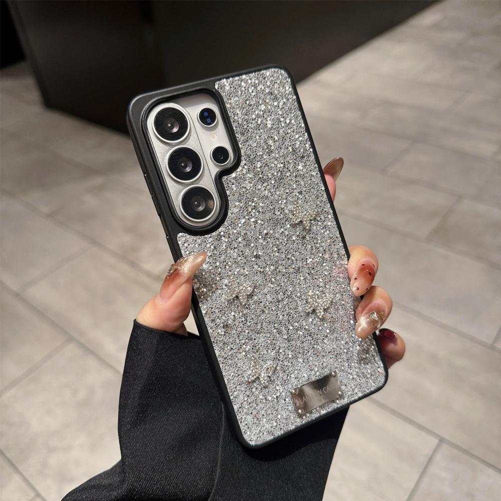 

3D Shiny Diamond Butterfly Phone Case for Samsung Galaxy S26 S25 S24 S23 Ultra Plus S26+ TPU Shockproof Bumper Glitter Cover Galaxy S23 серебряный