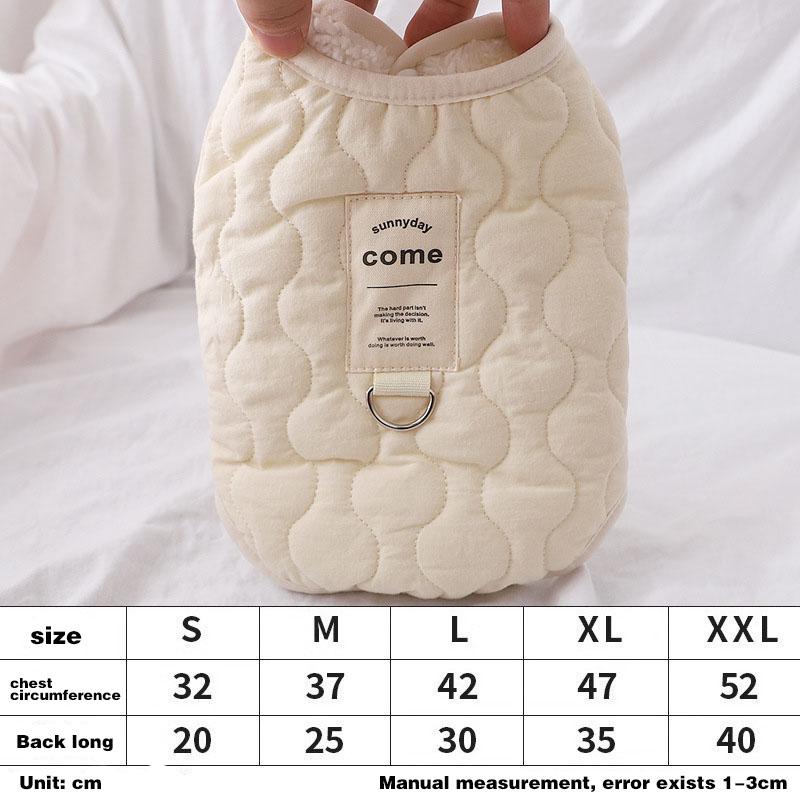 

Кошачий осенне-зимний жилет теплый и бархатистый утолщенный плюшевый маленький и средний собачий тяговый ремень одежда для собак S покинуть белый