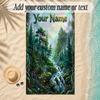 Forest Theme Soft Beach Towel Personalized Custom Name Text Towel Portable for Beach Pool Travel