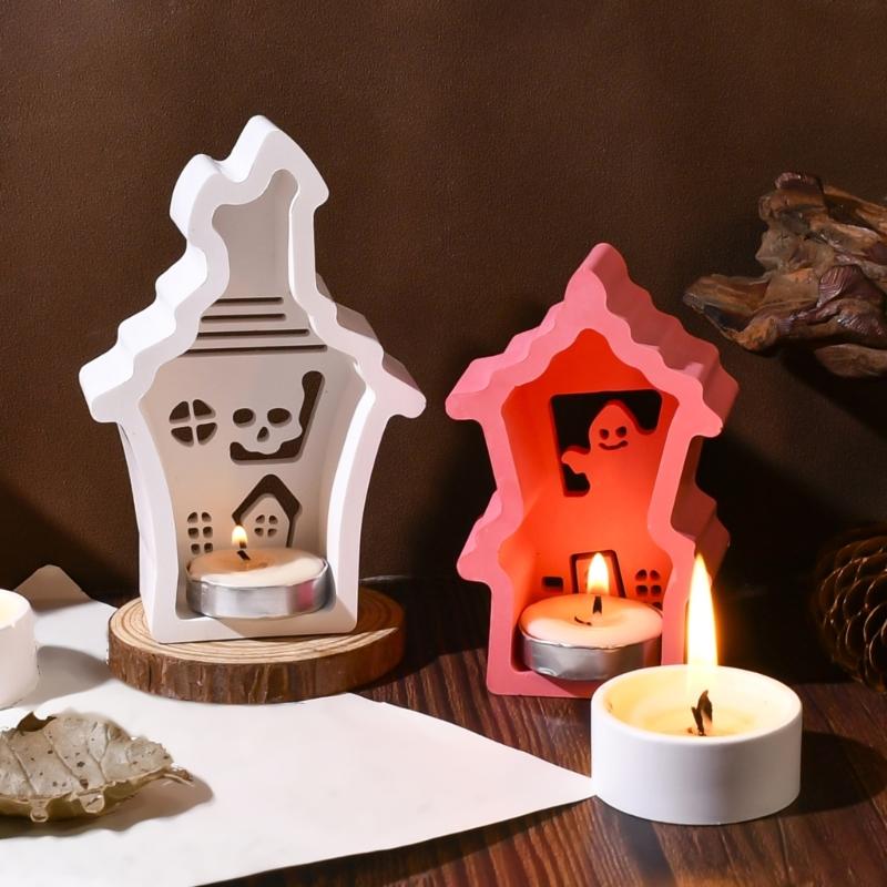 Food Safe Heat Resistant Silicone Craft Mould Create Hollow House Candle Holders Halloween Decoration