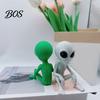 Realistic Alien Sculpture 3D Printed Statue, Sci-Fi UFO Sculpture, Funny Sitting Figurine, Creative Ornament for Home Office Desktop Shelf Workstation